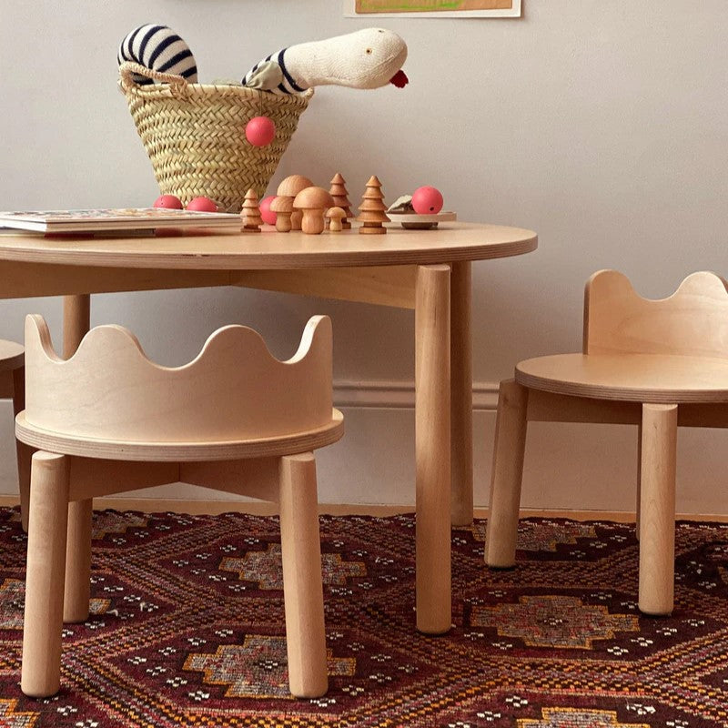 Handcrafted Solid Wood Kids Chair with Curved Backrest - Durable Wooden Study Chair for Kids - Modern Minimal Design for Playroom and Study Use