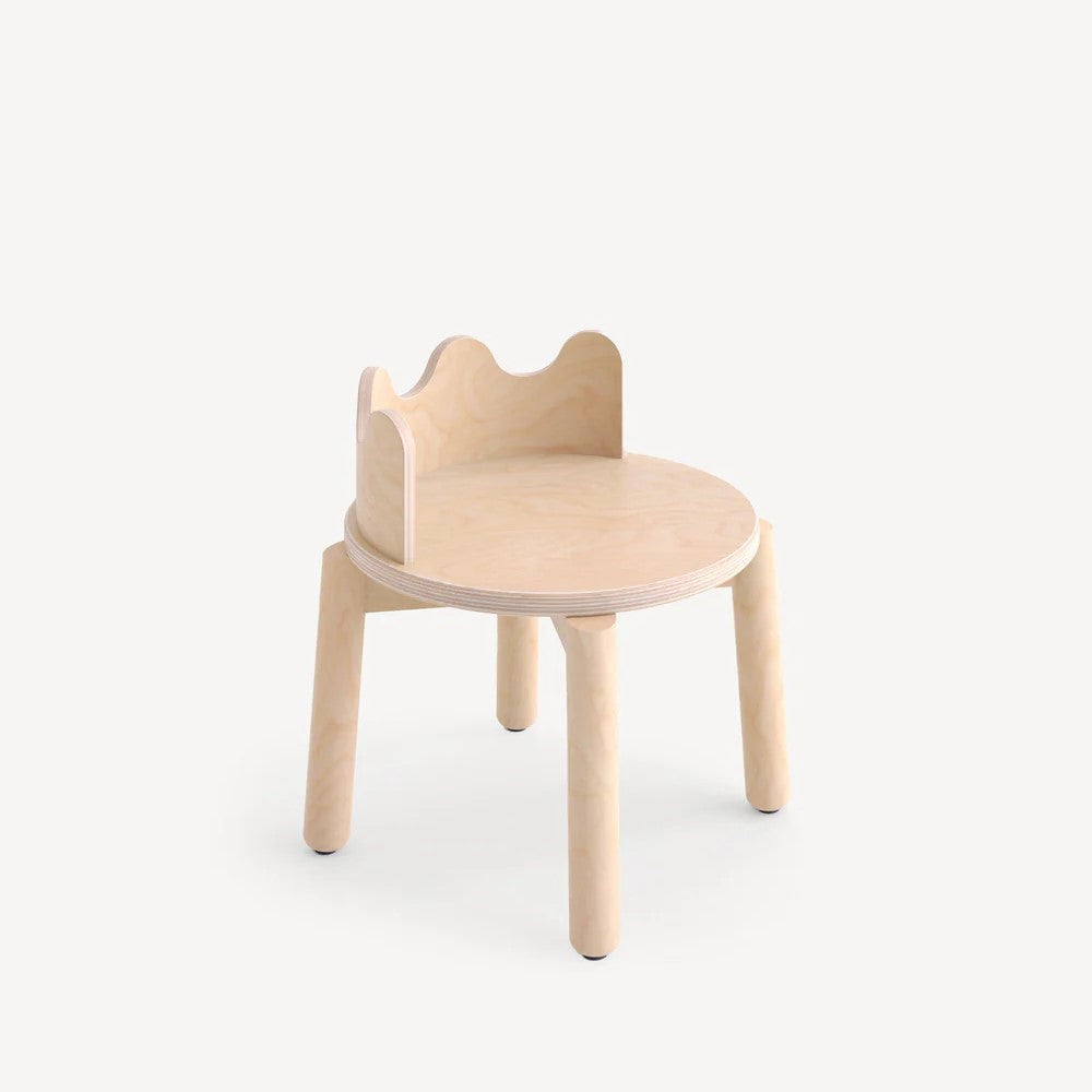 Handcrafted Solid Wood Kids Chair with Curved Backrest - Durable Wooden Study Chair for Kids - Modern Minimal Design for Playroom and Study Use