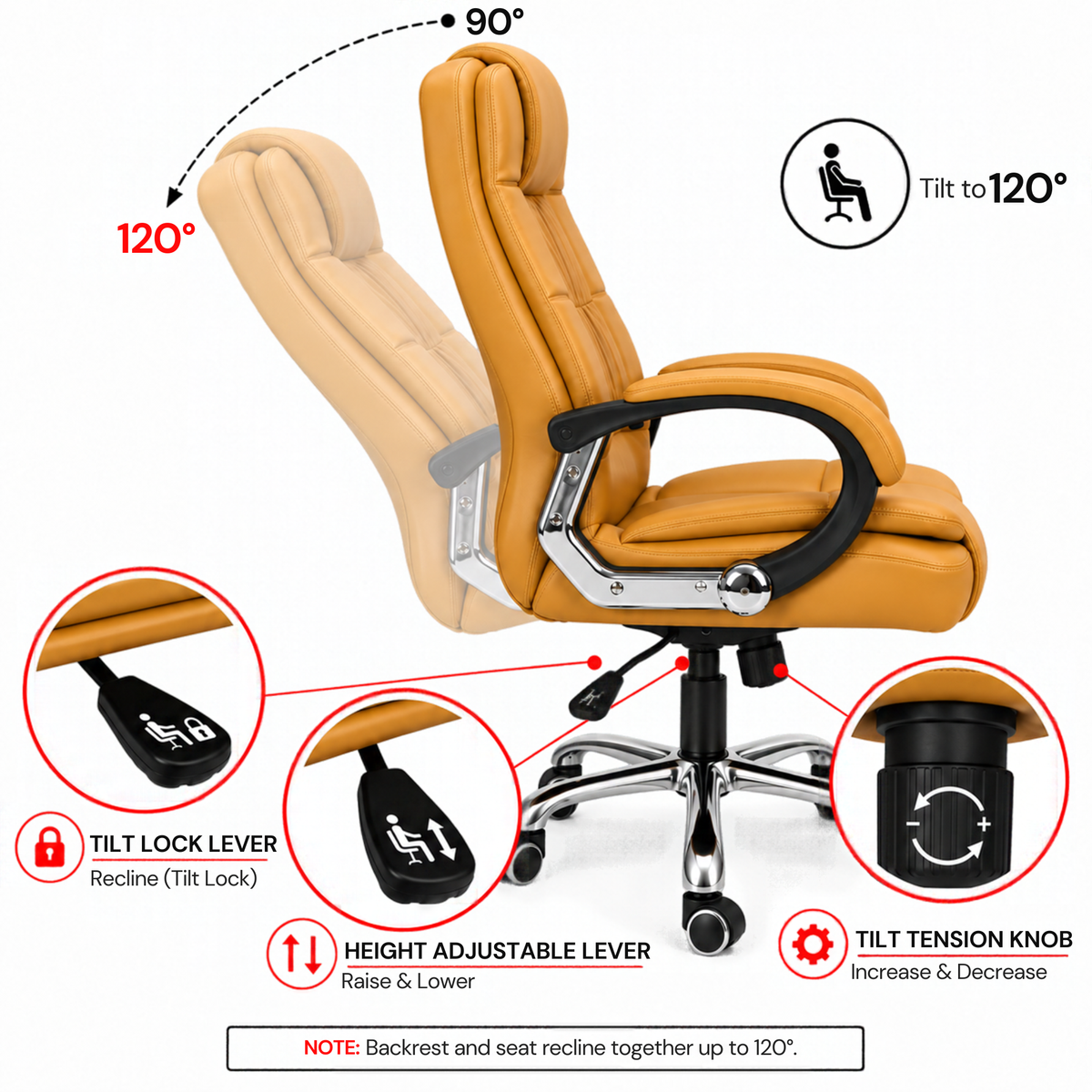 High Back Office Executive Chair with Chrome Base
