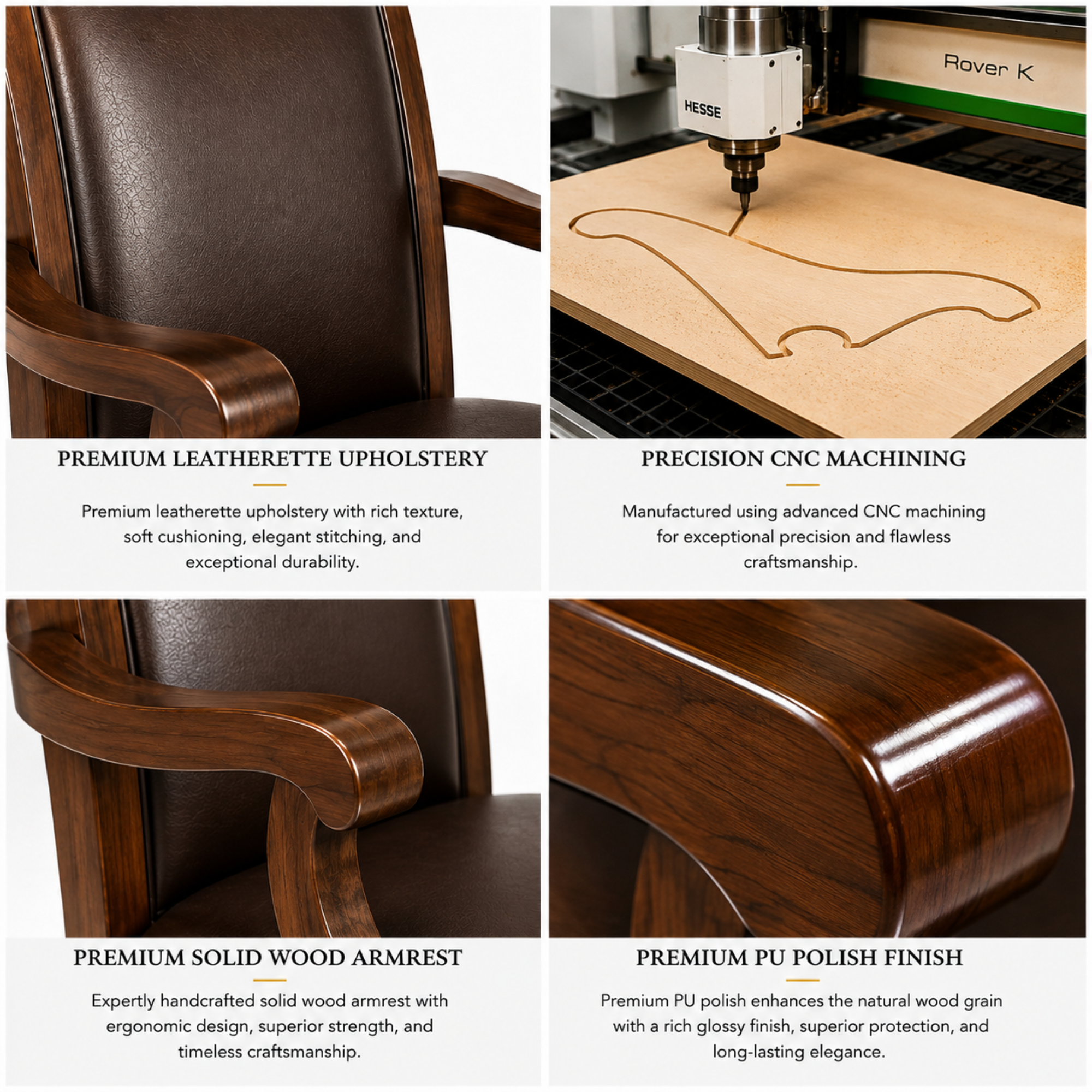 Director Chair for Royal office Furniture Luxury Premium Leatherette with Hand-carving Wooden