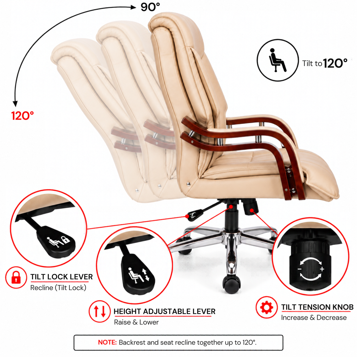 High Back Office Chair Leatherette Base
