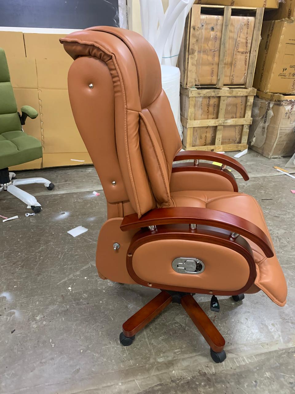 High Back Director Chair with Height Adjustable Wooden Base