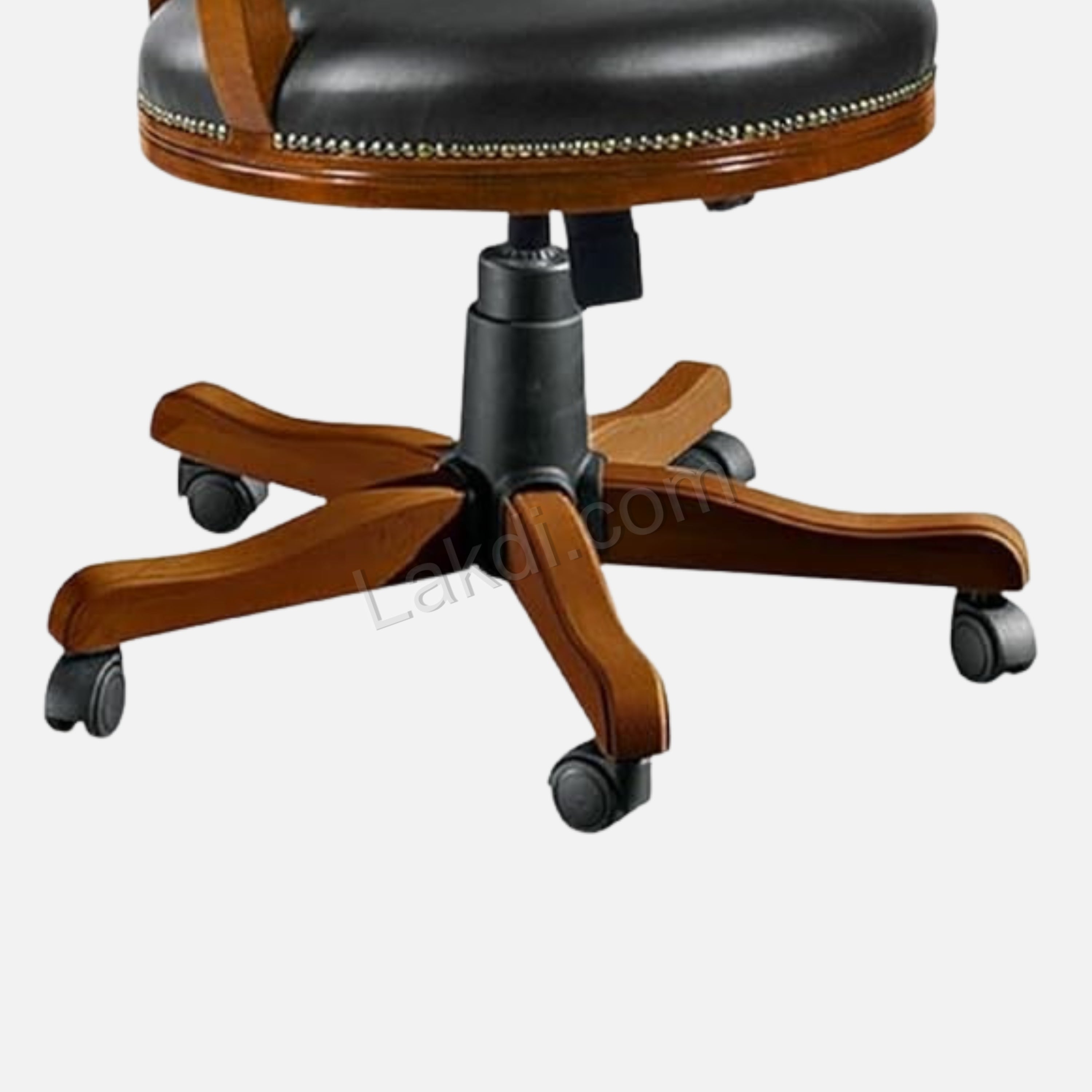 Luxury Office Director Chair Tufted Design Made in Solid wood with Leatherette and High Density Foam & Handcrafted wooden Wheelbase and wooden Polish