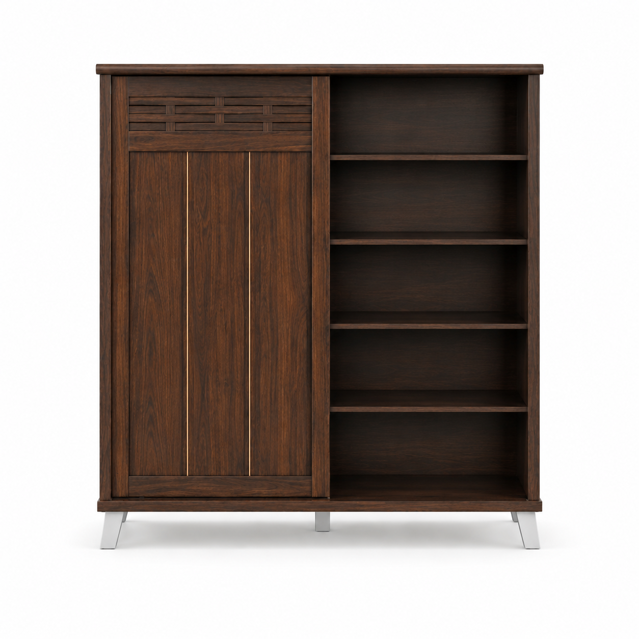 Modern Wooden Shoe Storage Cabinet with Single Door, Open Multi-Shelf Organiser for Entryway, Hallway, Bedroom and Living Room