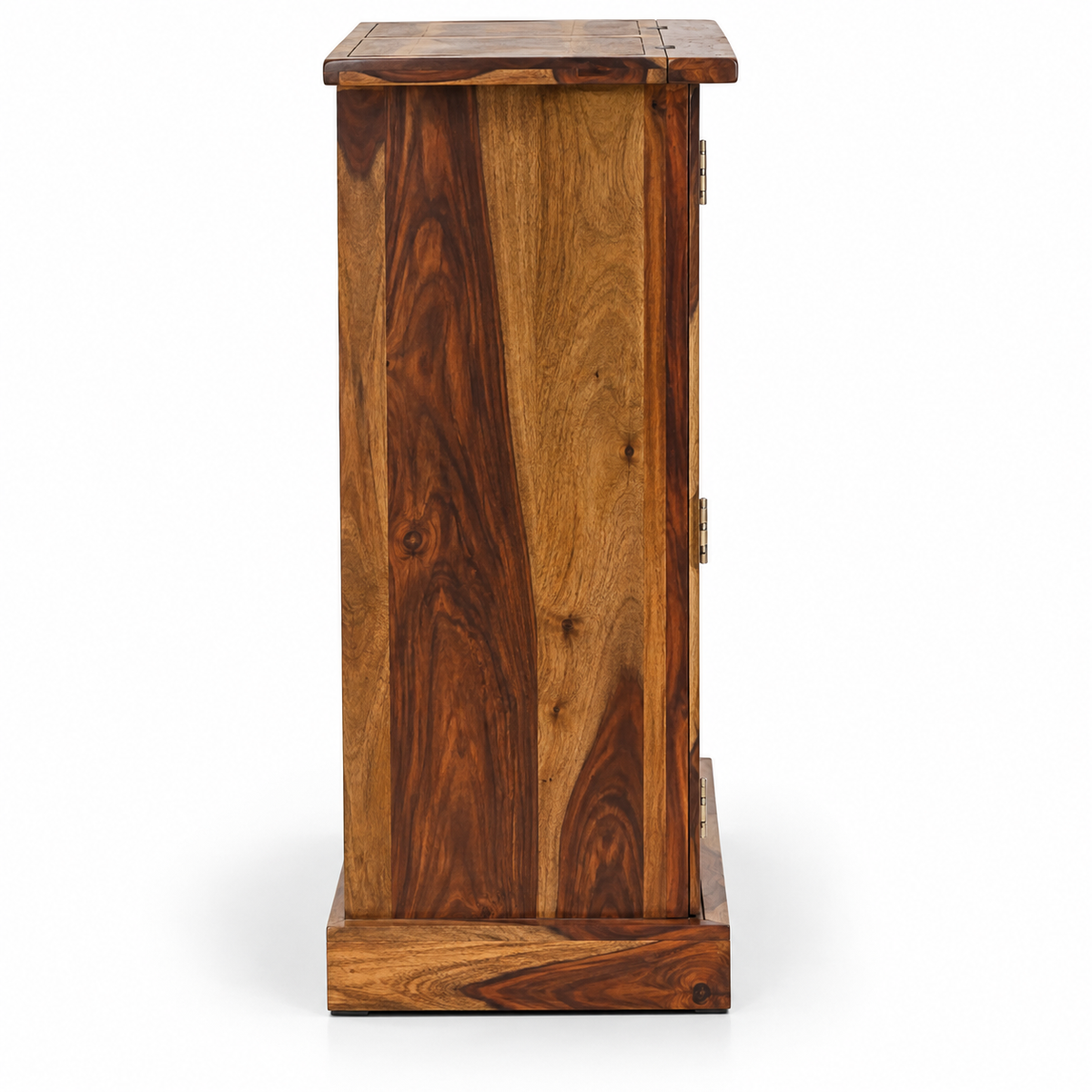 Natural Honey Wooden Foldable Bar Cabinet Unit with Glassware Shelves Stemware Holders and Wine Bottle Rack