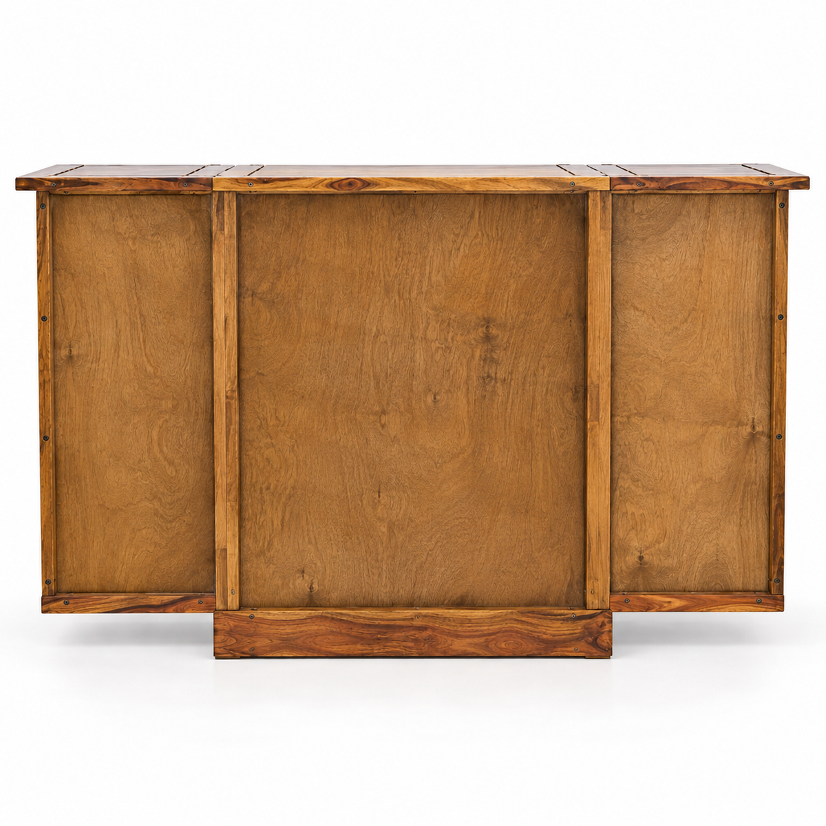 Natural Honey Wooden Foldable Bar Cabinet Unit with Glassware Shelves Stemware Holders and Wine Bottle Rack