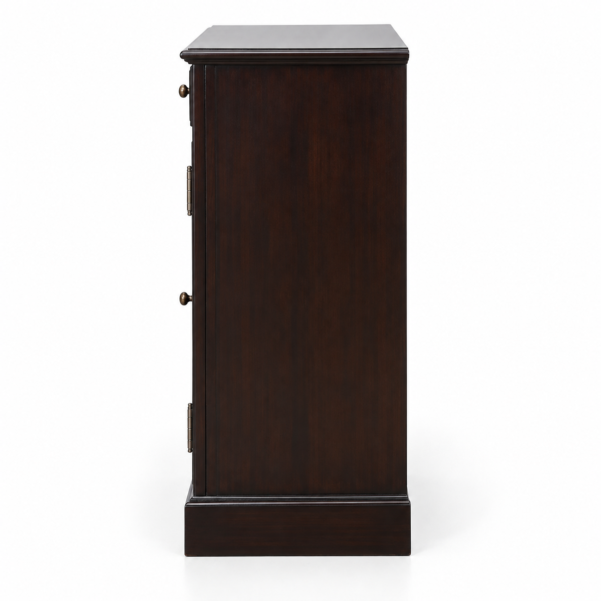 Dark Brown Wooden Wine Storage Cabinet Unit with Mesh Metal Door and Top Drawer for Home Bar Dining Room
