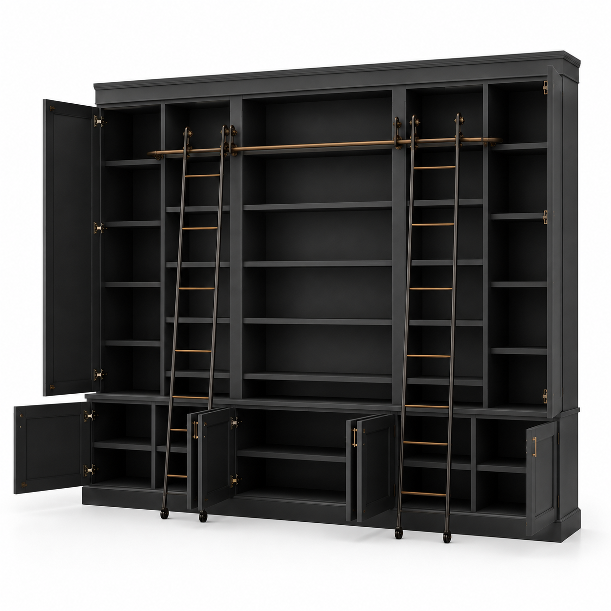 Office and Study Room Book Case Luxury Modern Cabinet and Back Unit for Office made in MDF with Sleek, Space-Saving Shelving
