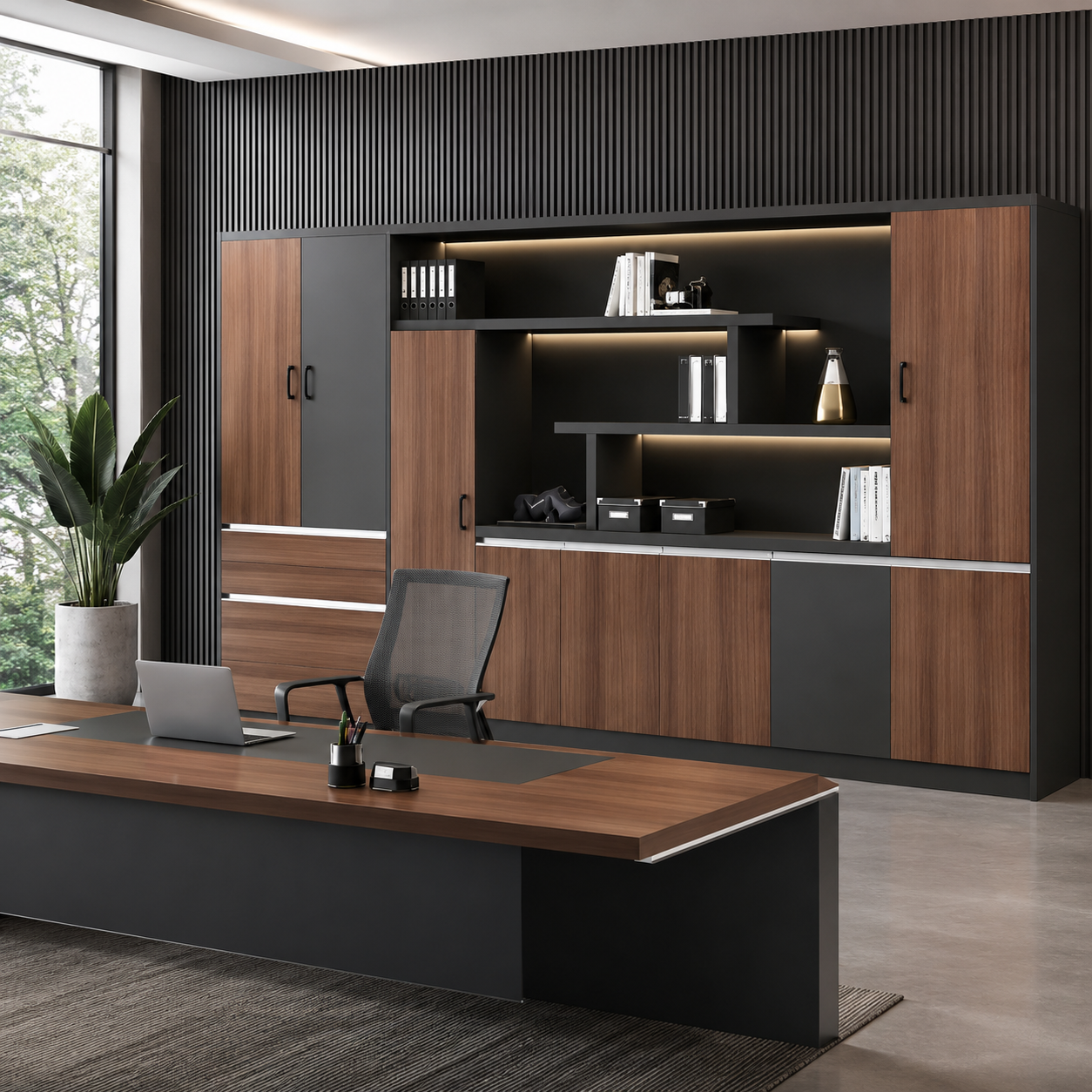 Home and Office Cabinet Premium File Storage for Back Unit Made in Particle Board with Cabinets and Cupboard in Light Brown Color