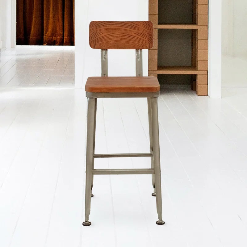 Wooden Bar Stools With Metal Frame Base