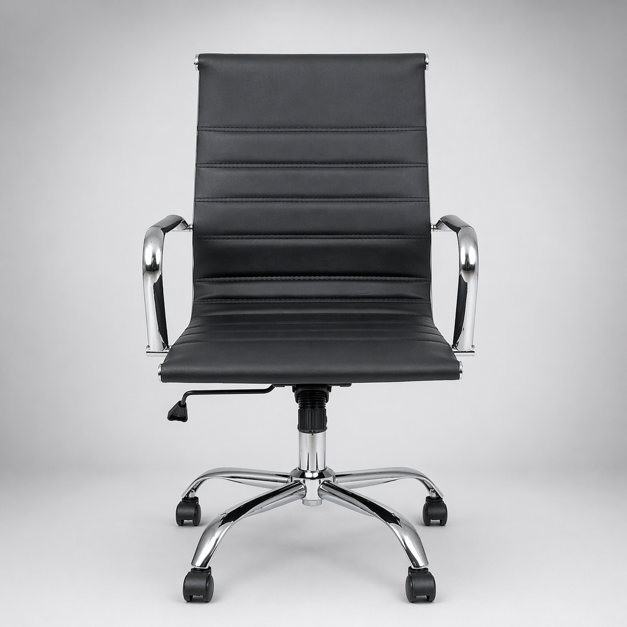 Executive Mid Back Ergonomic Office Chair with PU Upholstery, Chrome Armrests & Base, Height Adjustable Swivel Mechanism for Office & Home Use