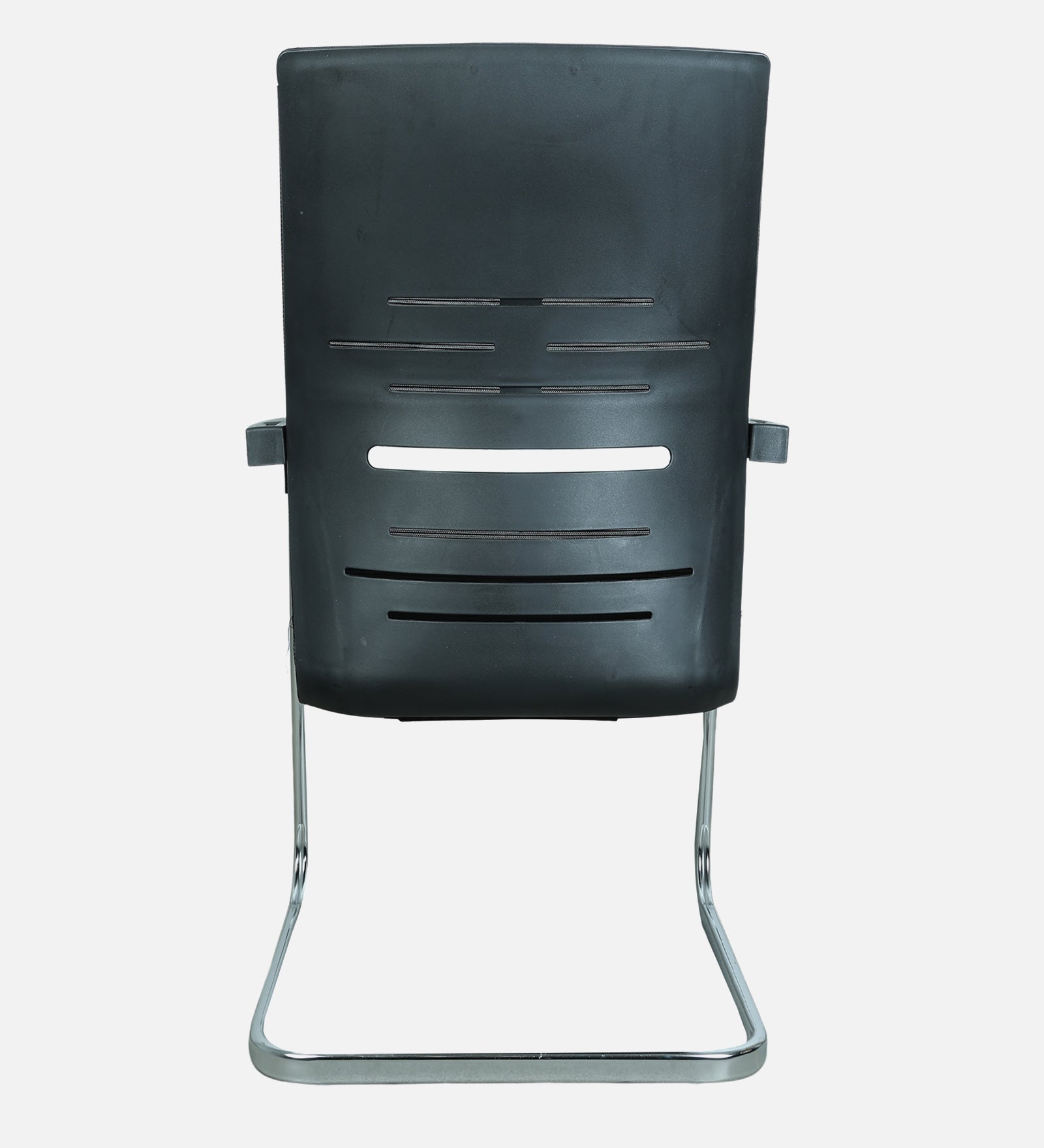 Mesh Visitor Office Chair with Cushion Seat & Metal Sled Base | Ergonomic Waiting Chair with Armrests | Modern Conference & Reception Chair (Black)