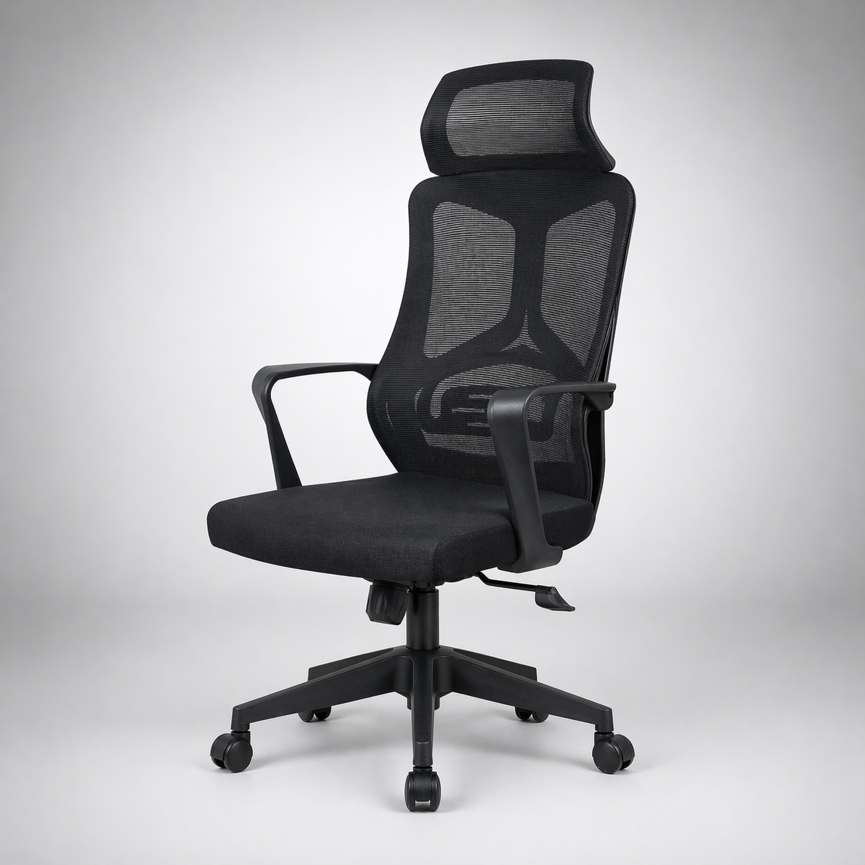 Executive Ergonomic High Back Mesh Office Chair with Headrest, Breathable Mesh Back, Fabric Cushioned Seat, Swivel Base & Tilt Mechanism for Office & Home Use