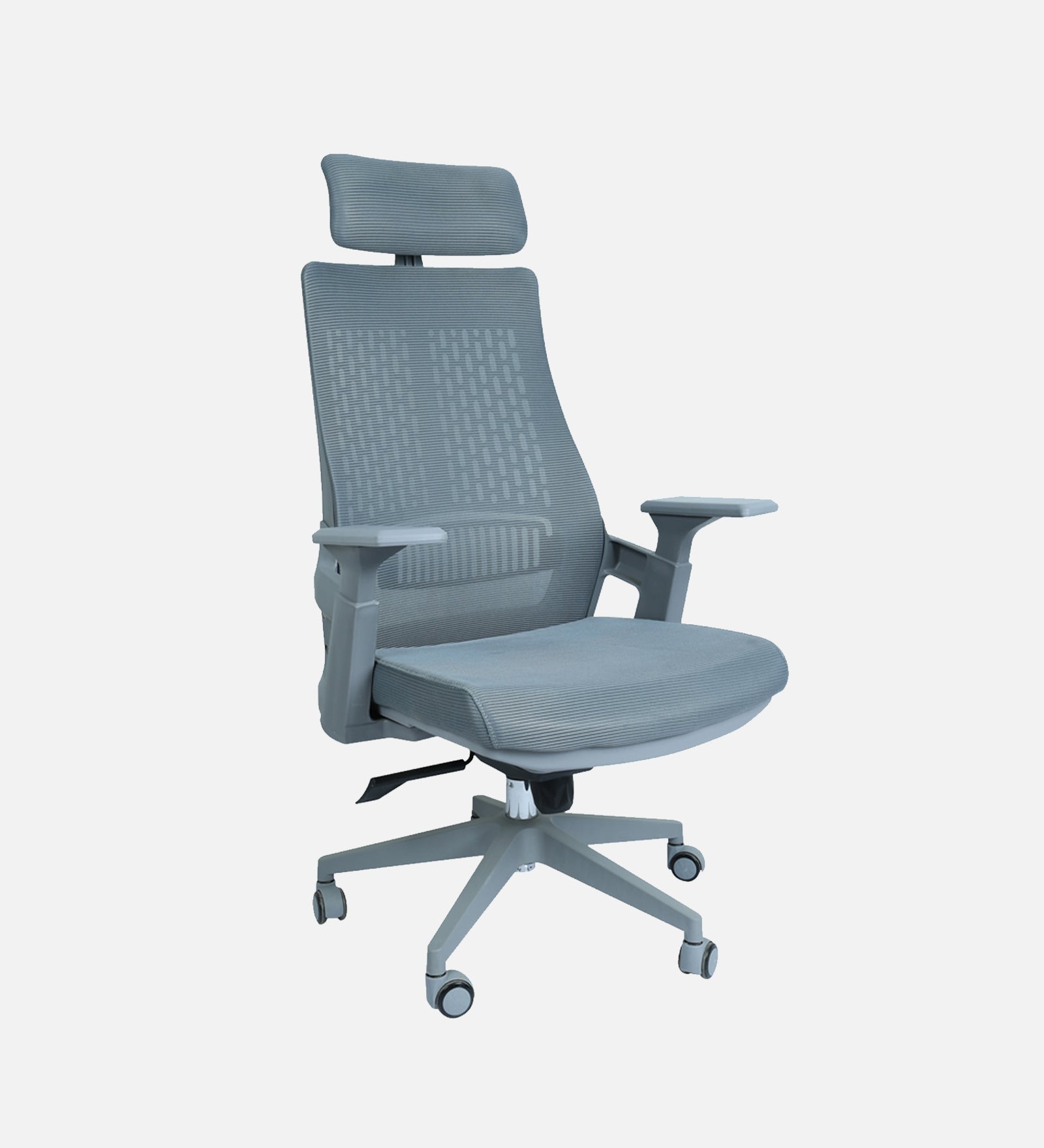 High Back Mesh Office Chair with Headrest for Directors & Executive | Ergonomic Revolving Chair with Adjustable Height | Grey Chair for Work from Home & Office Use