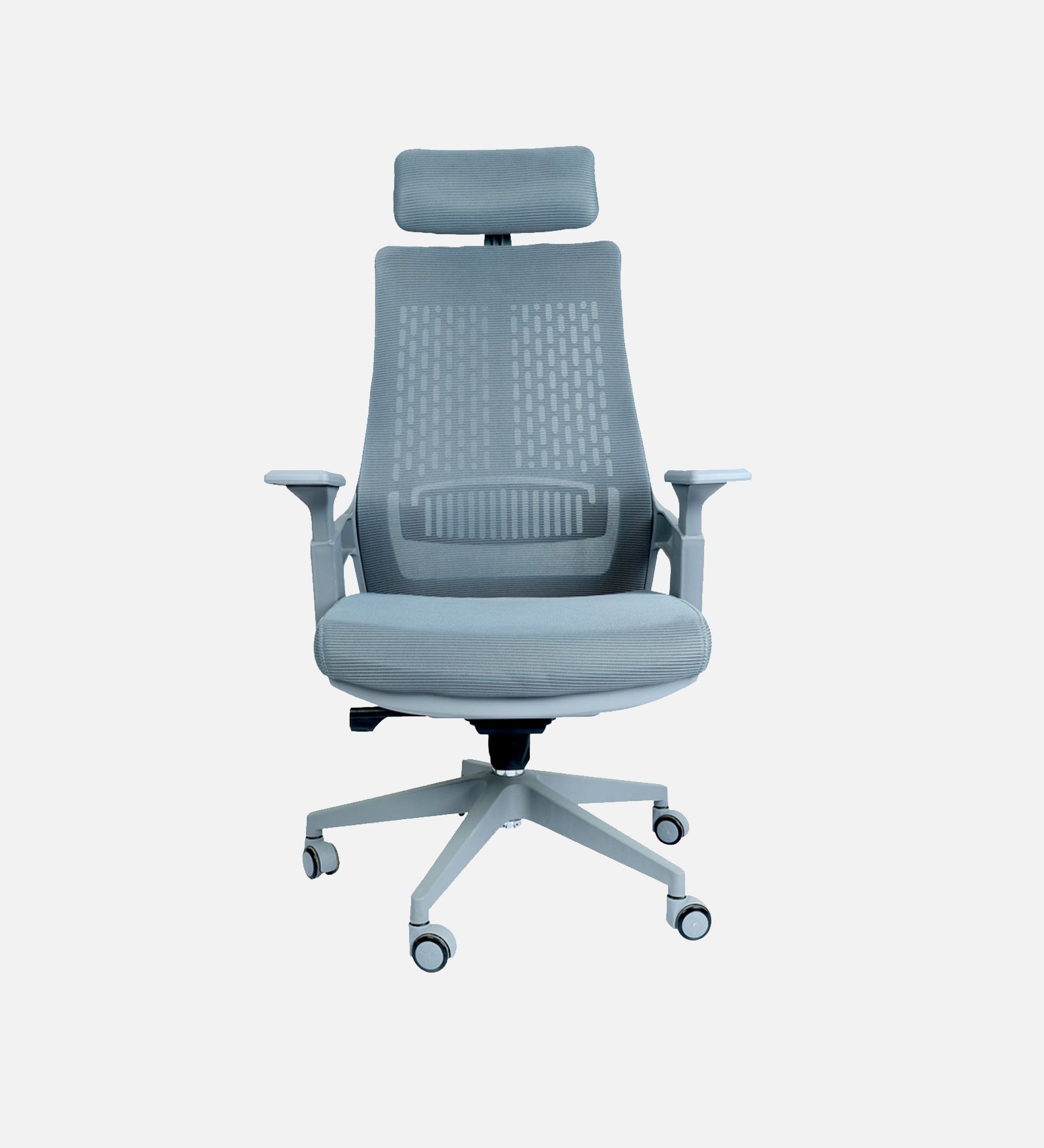 High Back Mesh Office Chair with Headrest for Directors & Executive | Ergonomic Revolving Chair with Adjustable Height | Grey Chair for Work from Home & Office Use