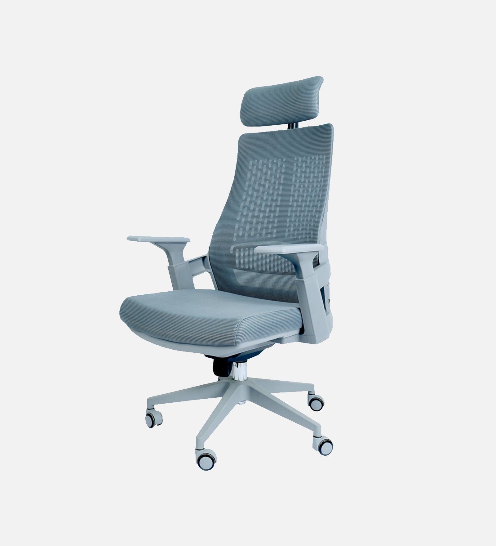 High Back Mesh Office Chair with Headrest for Directors & Executive | Ergonomic Revolving Chair with Adjustable Height | Grey Chair for Work from Home & Office Use