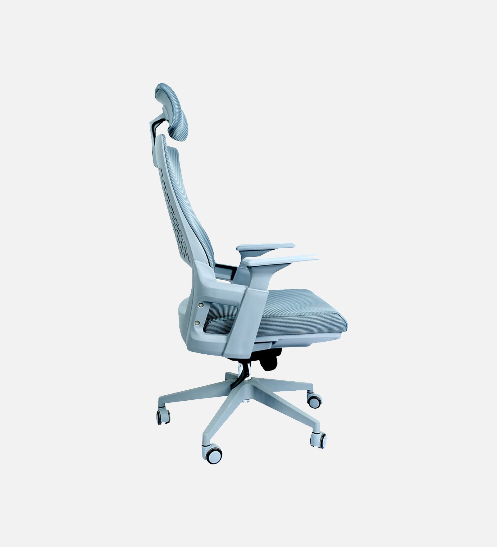High Back Mesh Office Chair with Headrest for Directors & Executive | Ergonomic Revolving Chair with Adjustable Height | Grey Chair for Work from Home & Office Use