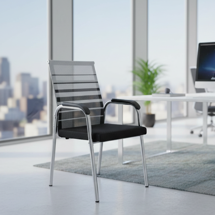 Ergonomic Mesh Stacking Chair for Office & Guest Modern Executive Mesh Chair | Chrome Frame