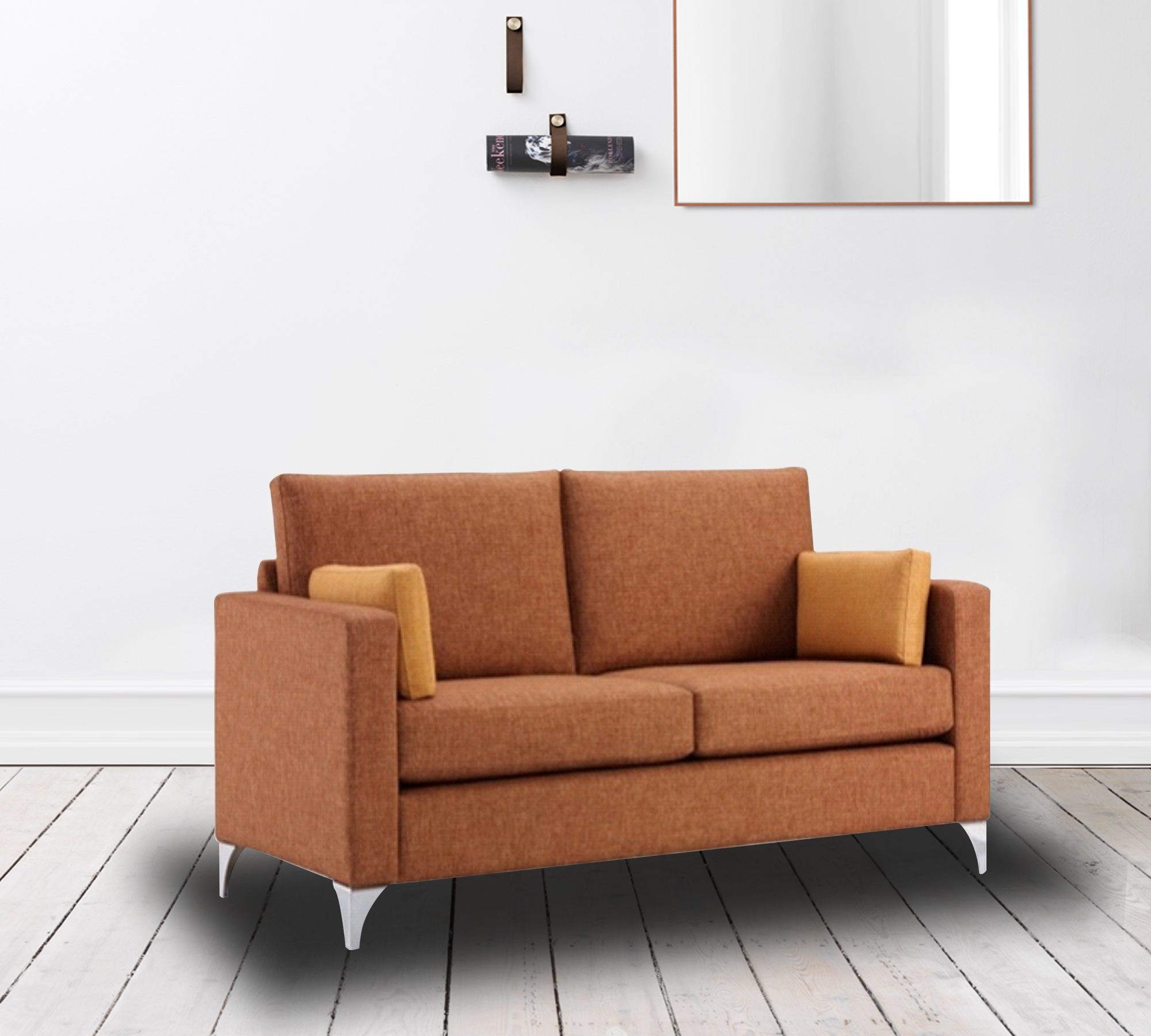 1 Seater Sofa For Home Furniture Made in wooden Frame with Fabric and SS Legs