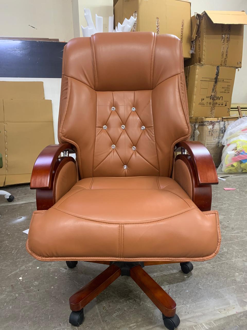 High Back Director Chair with Height Adjustable Wooden Base