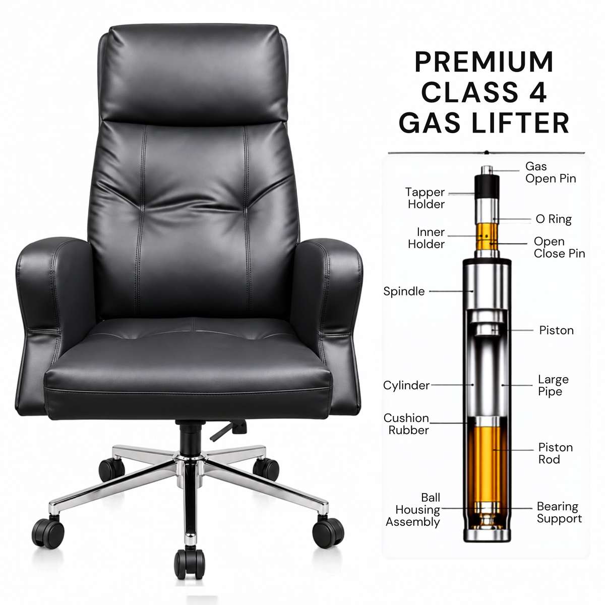 Director and Executive Chair High Back Faux Leather, Comfortable Seat Swivel Chair Revolving and Recliner Chair