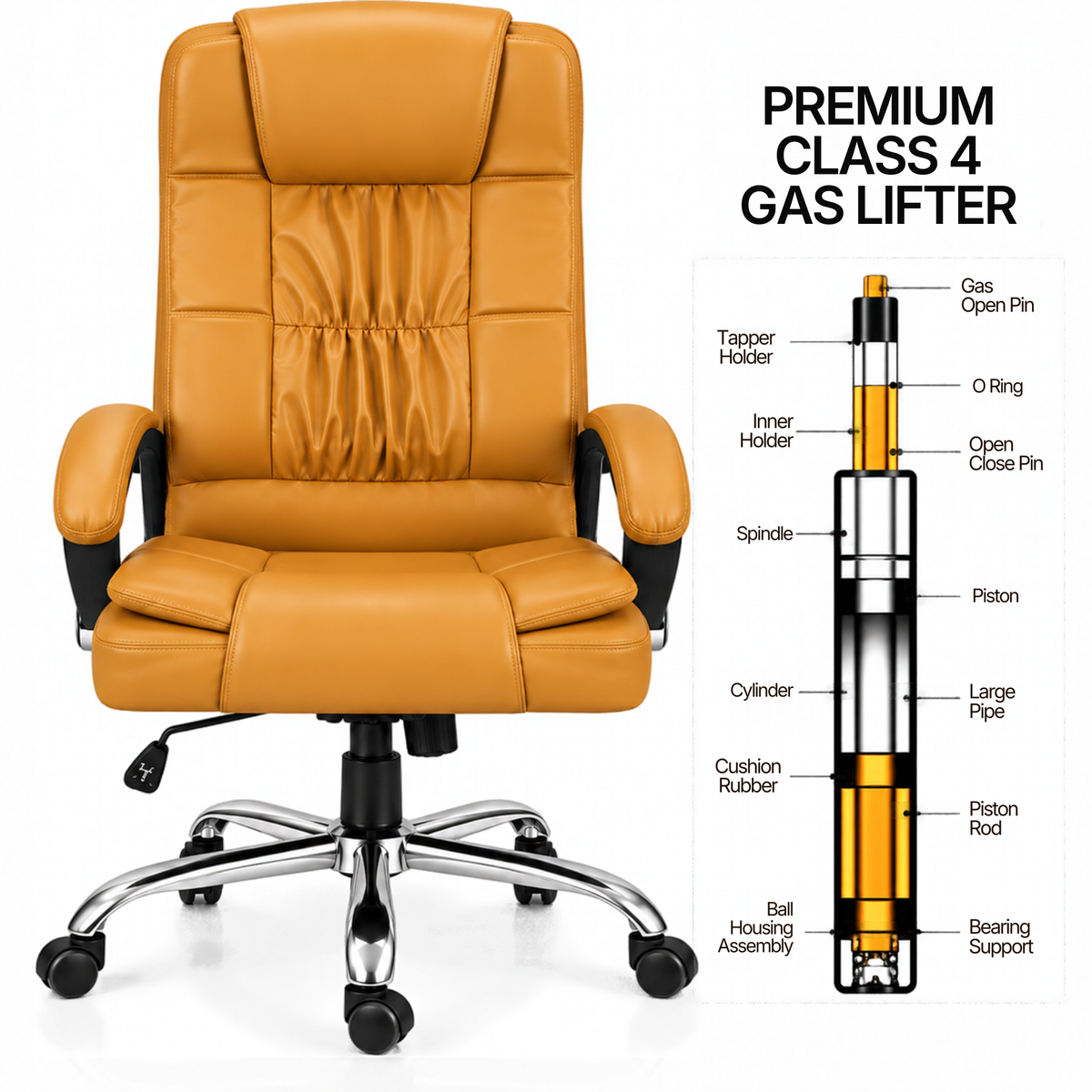 High Back Office Executive Chair with Chrome Base