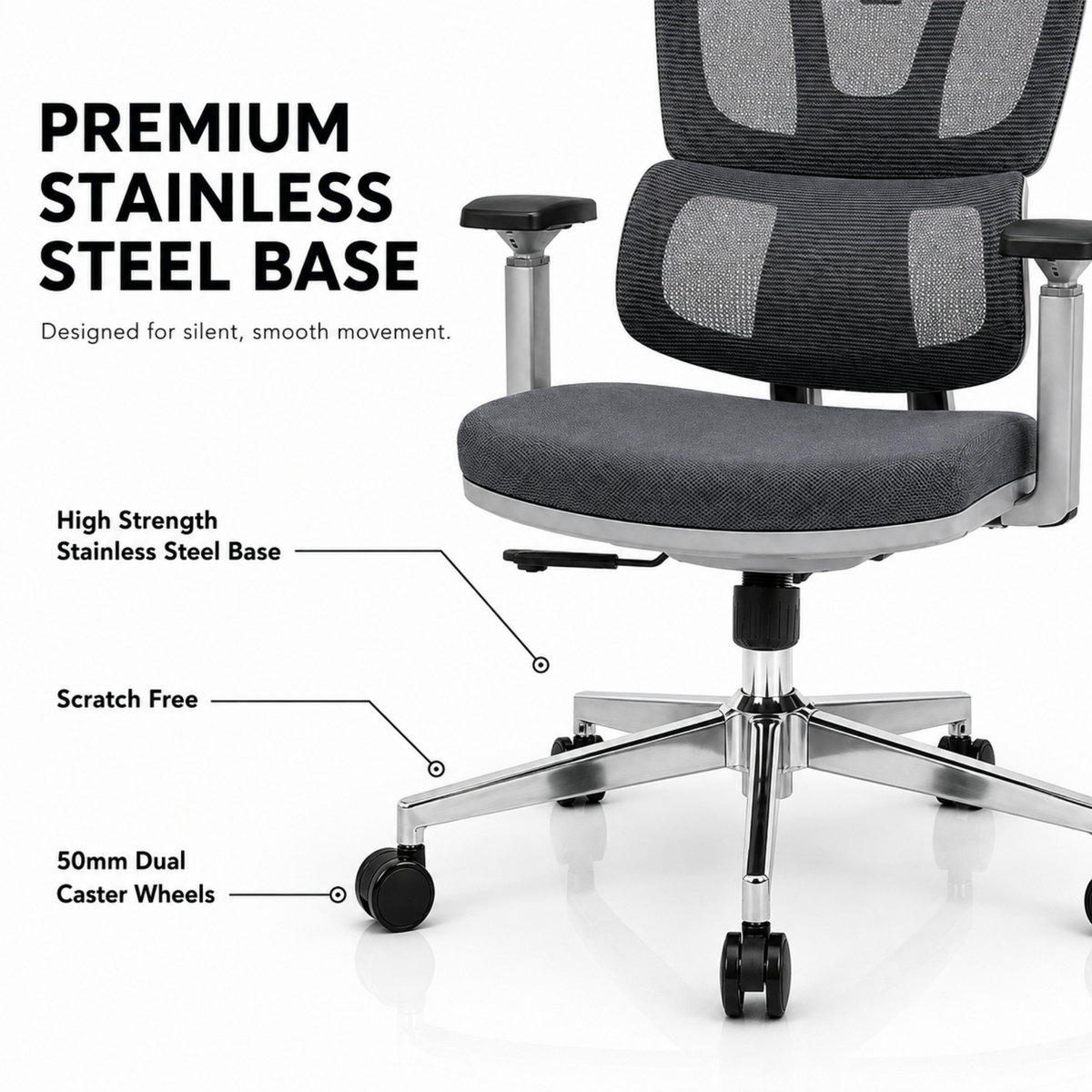Executive High Back Mesh Chair with Adjustable Headrest, Ergonomic Lumbar Support, Breathable, Comfortable Seat Cushion, Smooth Swivel Base for Office