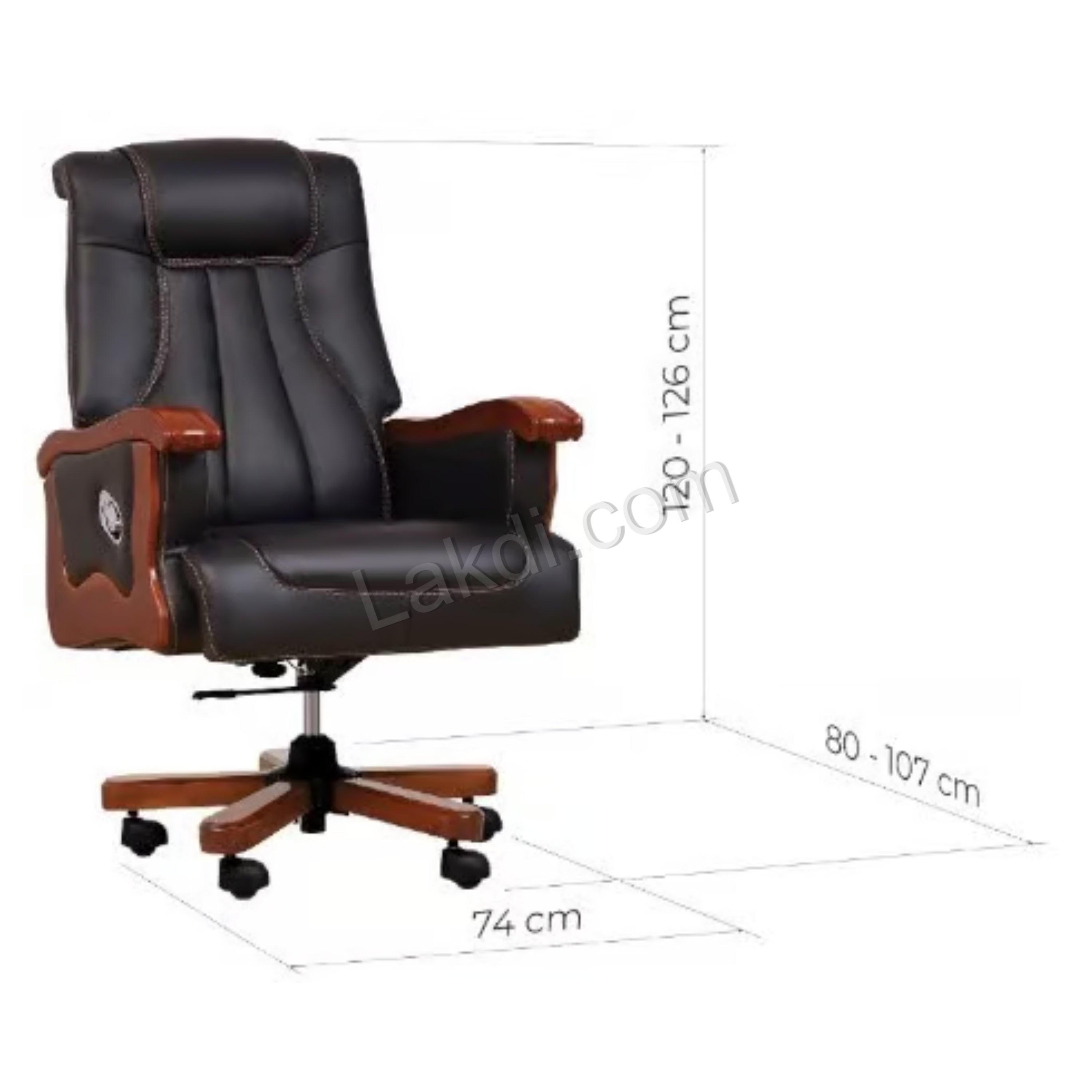 Director Chair for office Made in Plyboard with Leatherette and Soft Padded & Fixed Armrest & Revolving and swivel Base, Recliner Chair