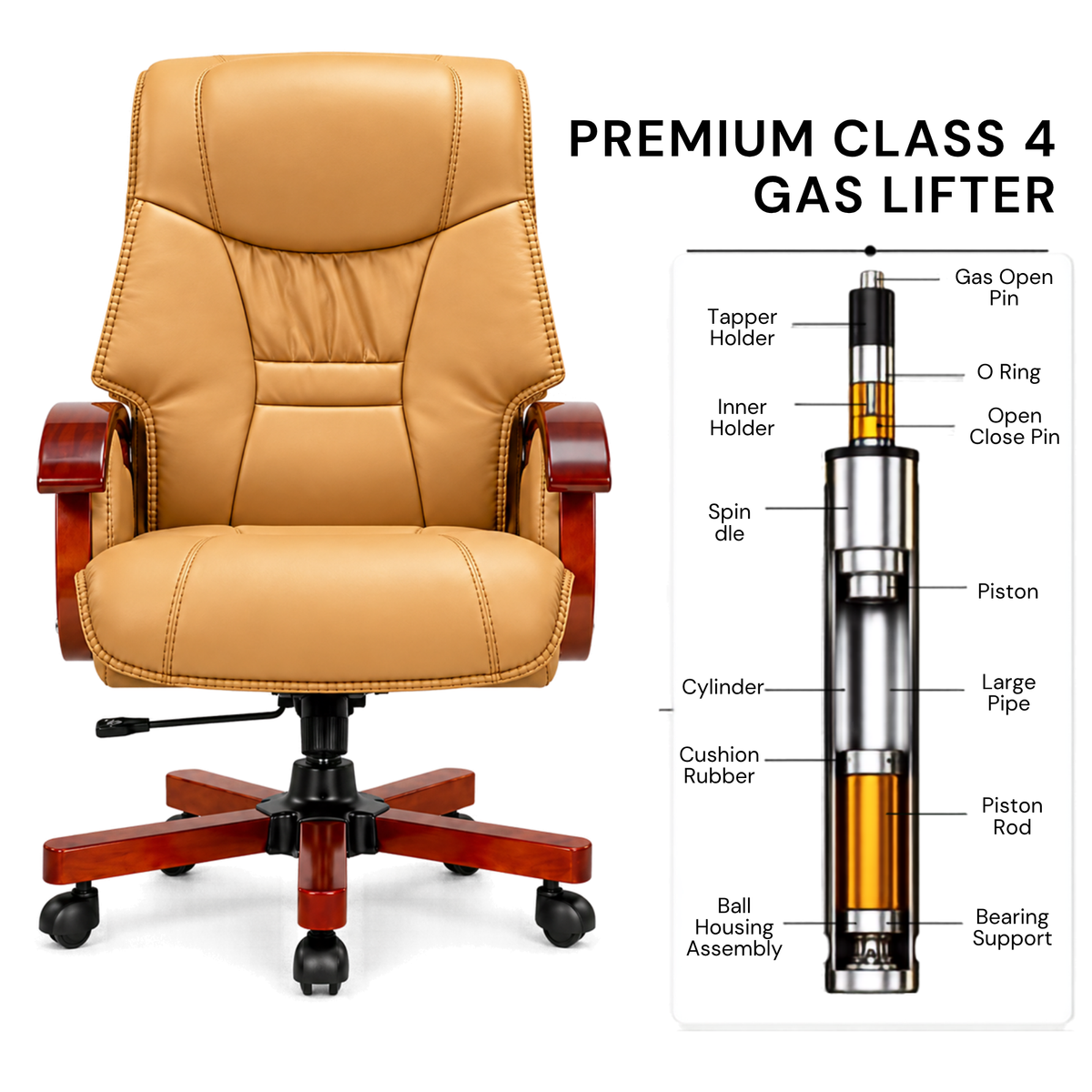 High Back Director Chair for office Modern Design Made in Plyboard with Leatherette & Recliner & Height Adjustable and Revolving Chair