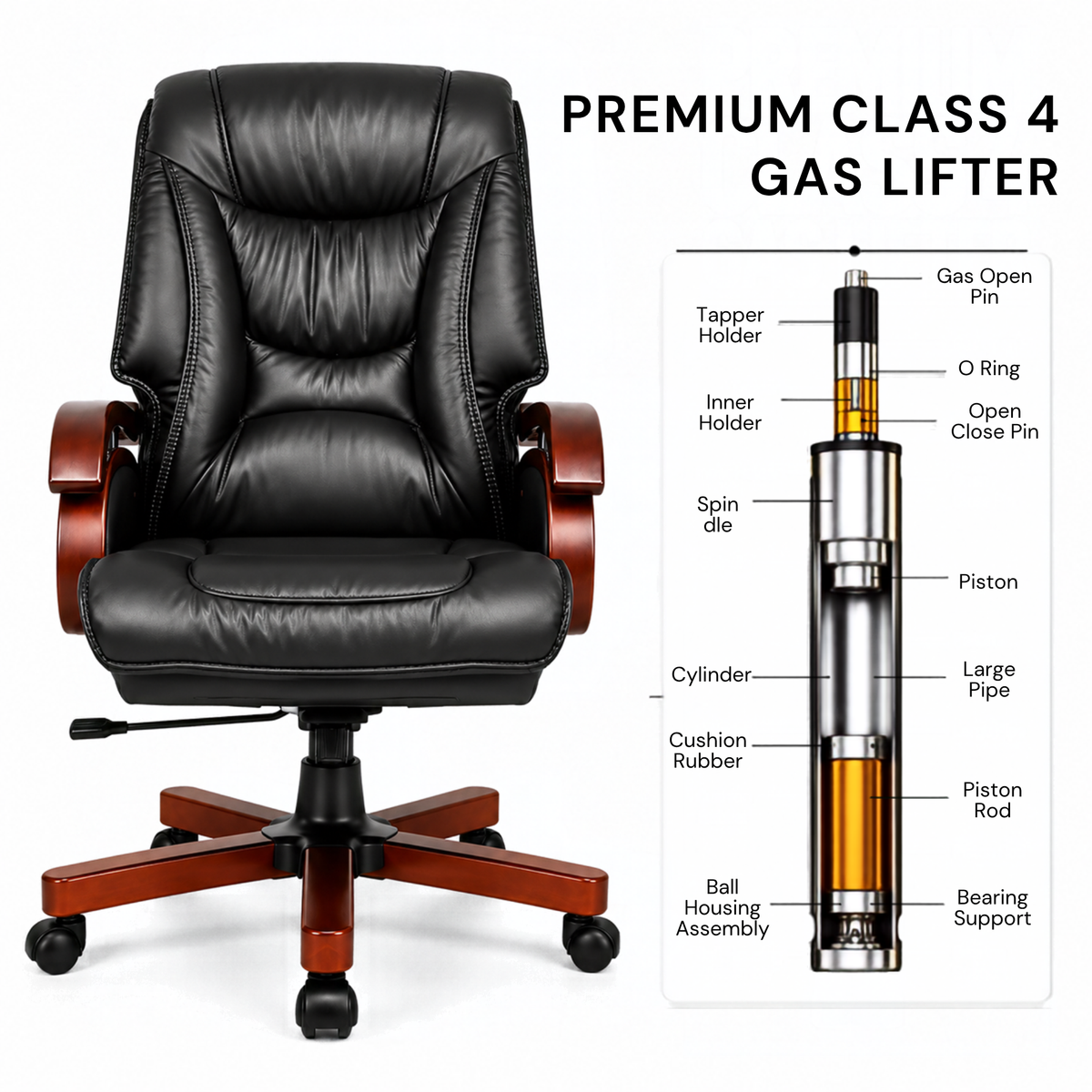 Ergonomic Director Chair: Modern Design, Plyboard & Leatherette, Recliner, Height Adjustable, Fixed Armrest & Revolving for Ultimate Comfort