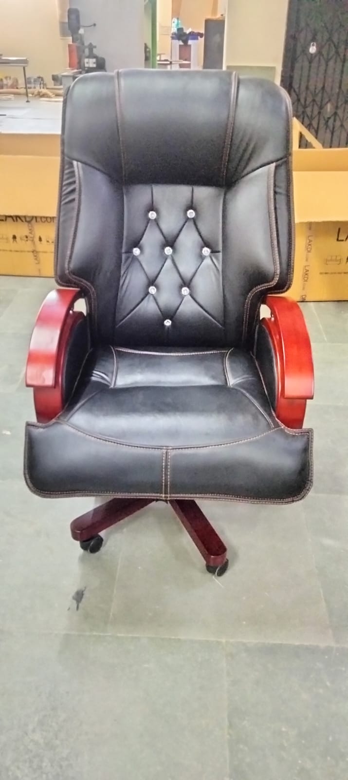 High Back Director Chair with Height Adjustable Wooden Base