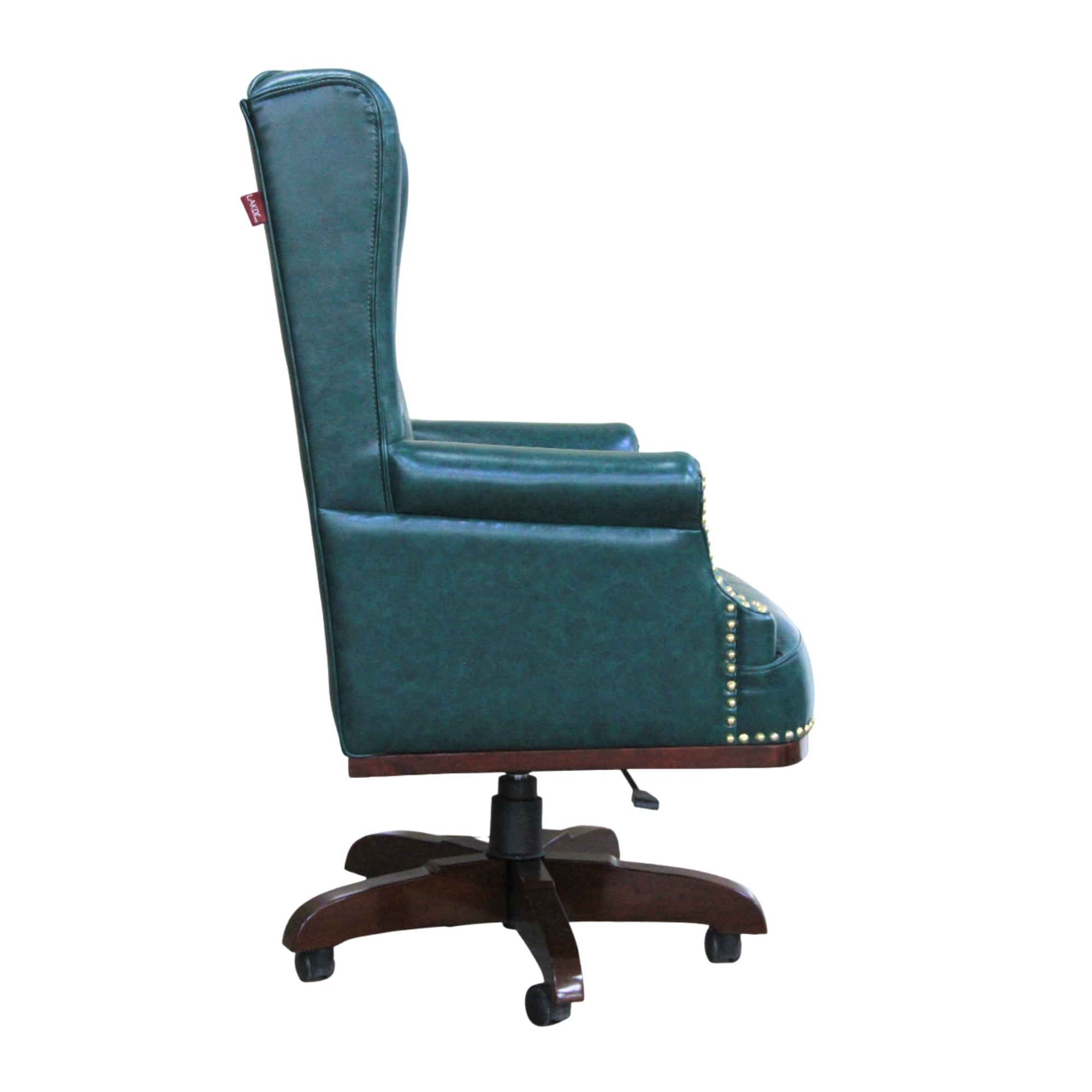 High Back Leatherette & Wooden Office Chair | Revolving & Height Adjustable | Director and CEO & Executive Chair | Armrest & Wheelbase | Green
