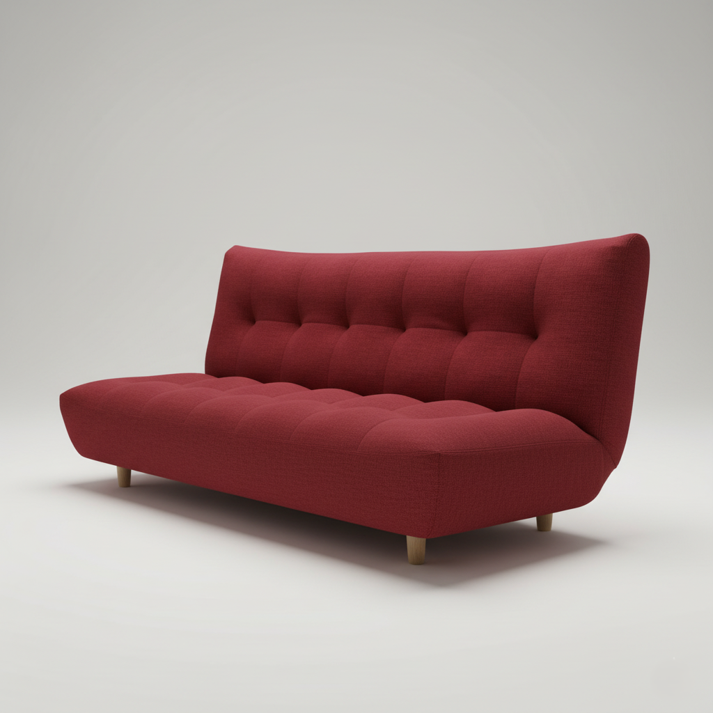 Modern 3-Seater Suede Fabric Tufted Sofa Cum Bed Space-Saving Convertible Design with Polished Wooden Legs, No Armrest