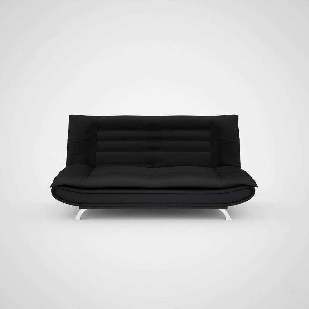 Sofa Cum Bed 3-Seater Suede Fabric Space Saving Convertible Design with Metal Legs, No Armrest