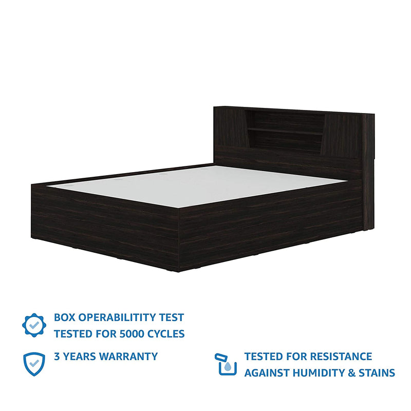 Rich in Dark Walnut, The King Bed with Box Storage in Solid wood