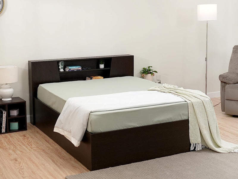 Rich in Dark Walnut, The King Bed with Box Storage in Solid wood