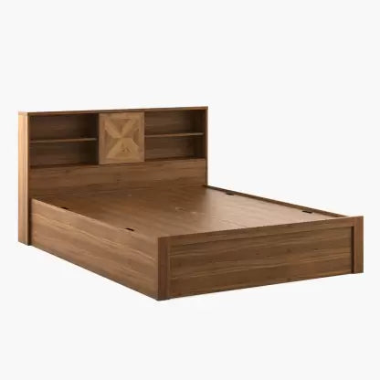 Wooden King Size Bed With Storage in Melamine Finish