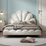 কিং সাইজের আপহোলস্টার্ড বিছানা - প্রিমিয়াম ভেলভেট ফিনিশ, সলিড কাঠের ফ্রেম, কুশনযুক্ত হেডবোর্ড