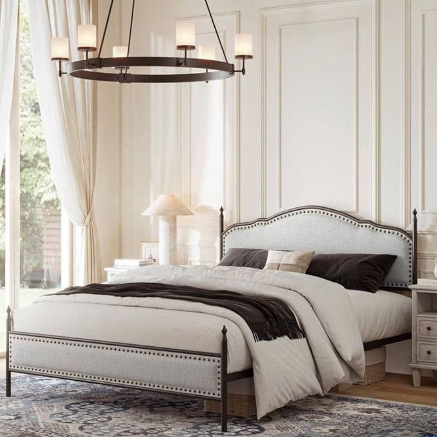 Bed with 2 Bedside Tables | Durable and Premium Upholstered Headboard and Luxury for Modern Living Room