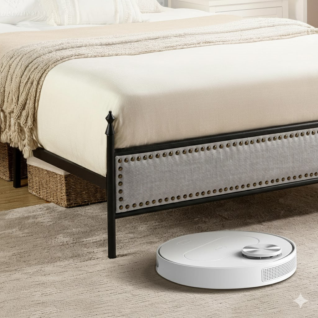 Bed with 2 Bedside Tables | Durable and Premium Upholstered Headboard and Luxury for Modern Living Room