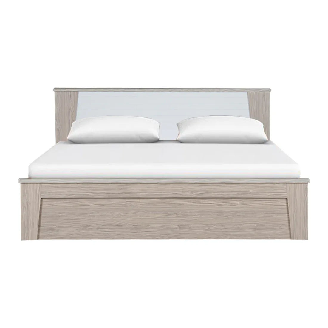 Modern Wooden Bed with Horizontal Grooved Headboard, Raised Panel Footboard, Sturdy Box-Style Base & Elegant Design for Home Bedrooms