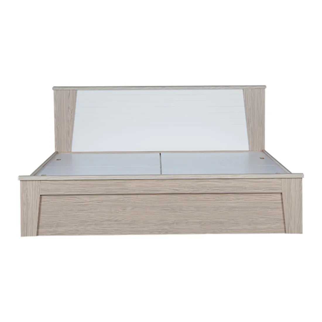 Modern Wooden Bed with Horizontal Grooved Headboard, Raised Panel Footboard, Sturdy Box-Style Base & Elegant Design for Home Bedrooms