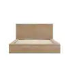 Modern Wooden Bed with Wide Panel Headboard, Low-Profile Platform Base, Natural Wood Grain Finish & Minimalist Design for Home Bedrooms