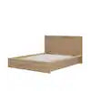 Modern Wooden Bed with Wide Panel Headboard, Low-Profile Platform Base, Natural Wood Grain Finish & Minimalist Design for Home Bedrooms
