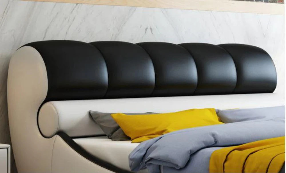 Luxury King Size Sand Beige Upholstered Bed with Dual-Texture Geometric Headboard, and Polished Metal Legs – Available with Hydraulic Storage