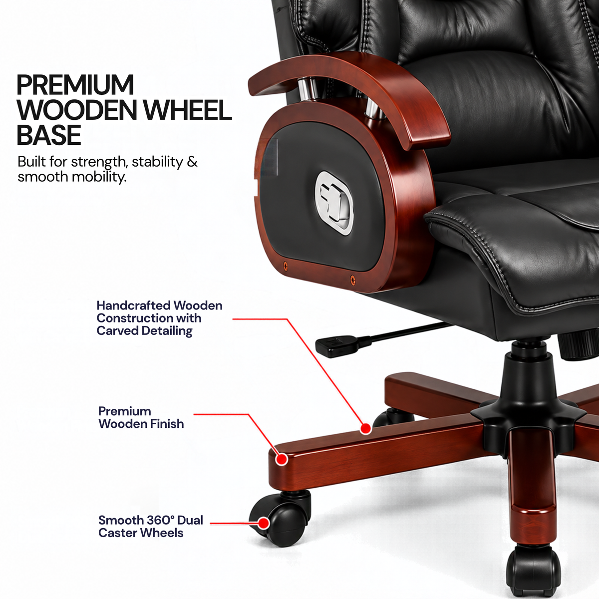 Ergonomic Director Chair: Modern Design, Plyboard & Leatherette, Recliner, Height Adjustable, Fixed Armrest & Revolving for Ultimate Comfort