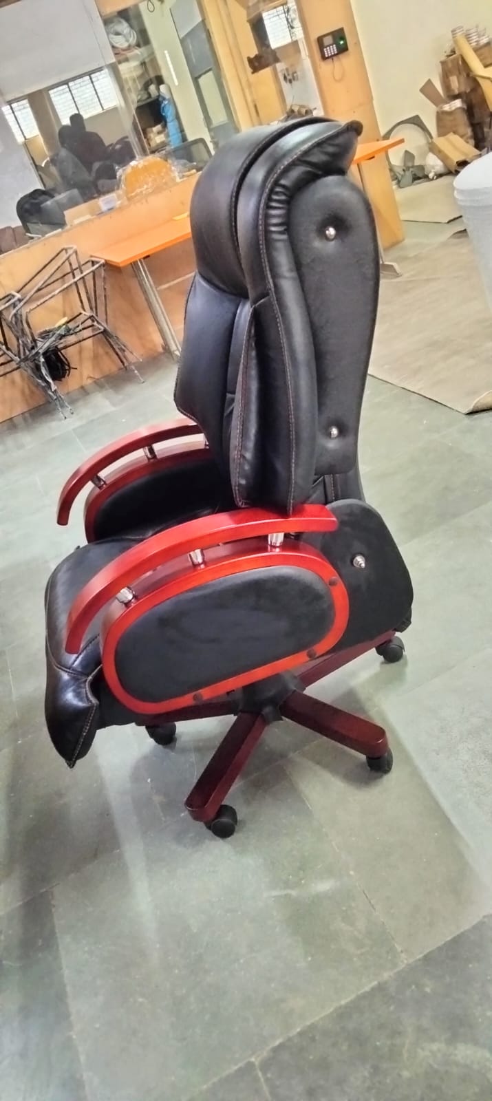 High Back Director Chair with Height Adjustable Wooden Base