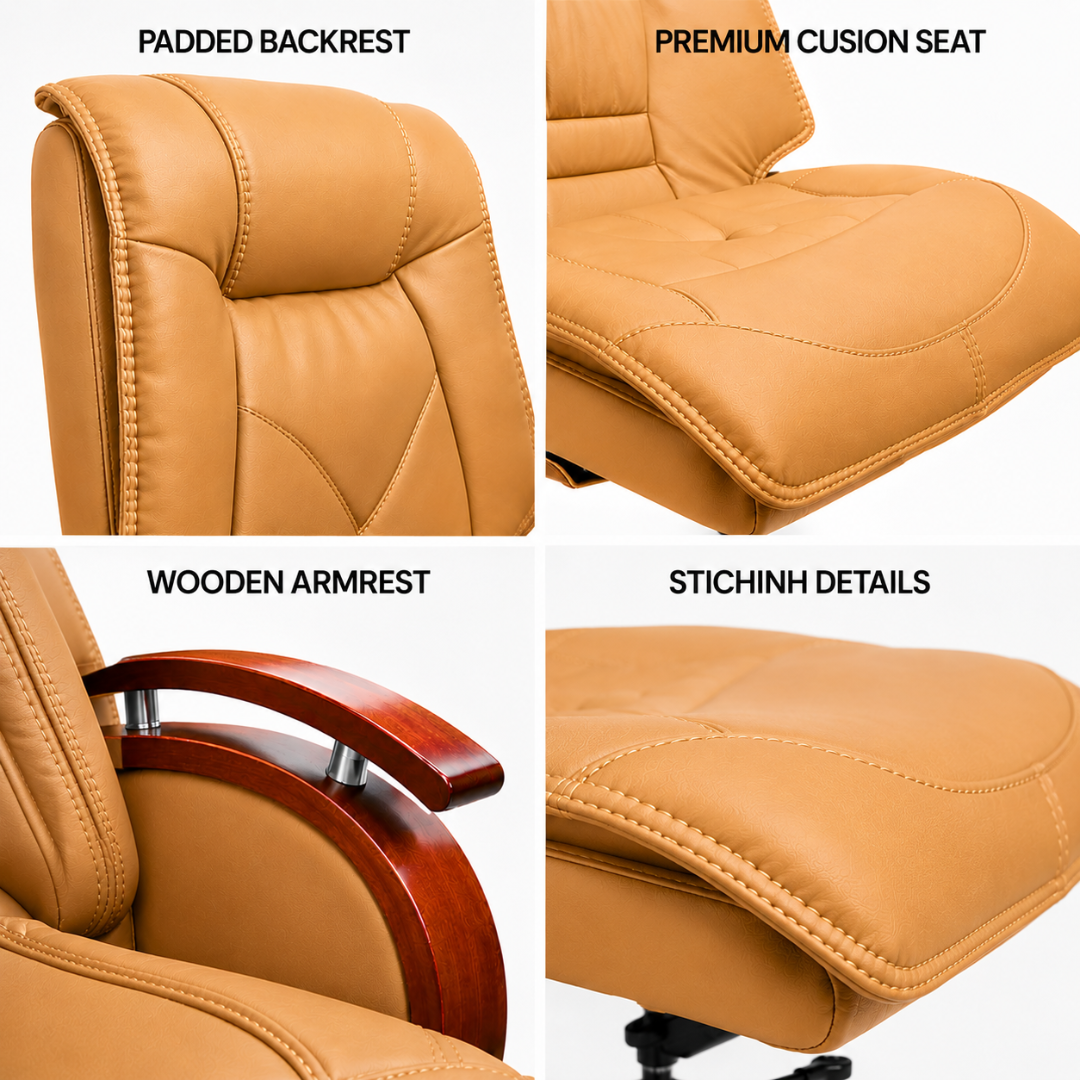 High Back Director Chair for office Modern Design Made in Plyboard with Leatherette & Recliner & Height Adjustable and Revolving Chair