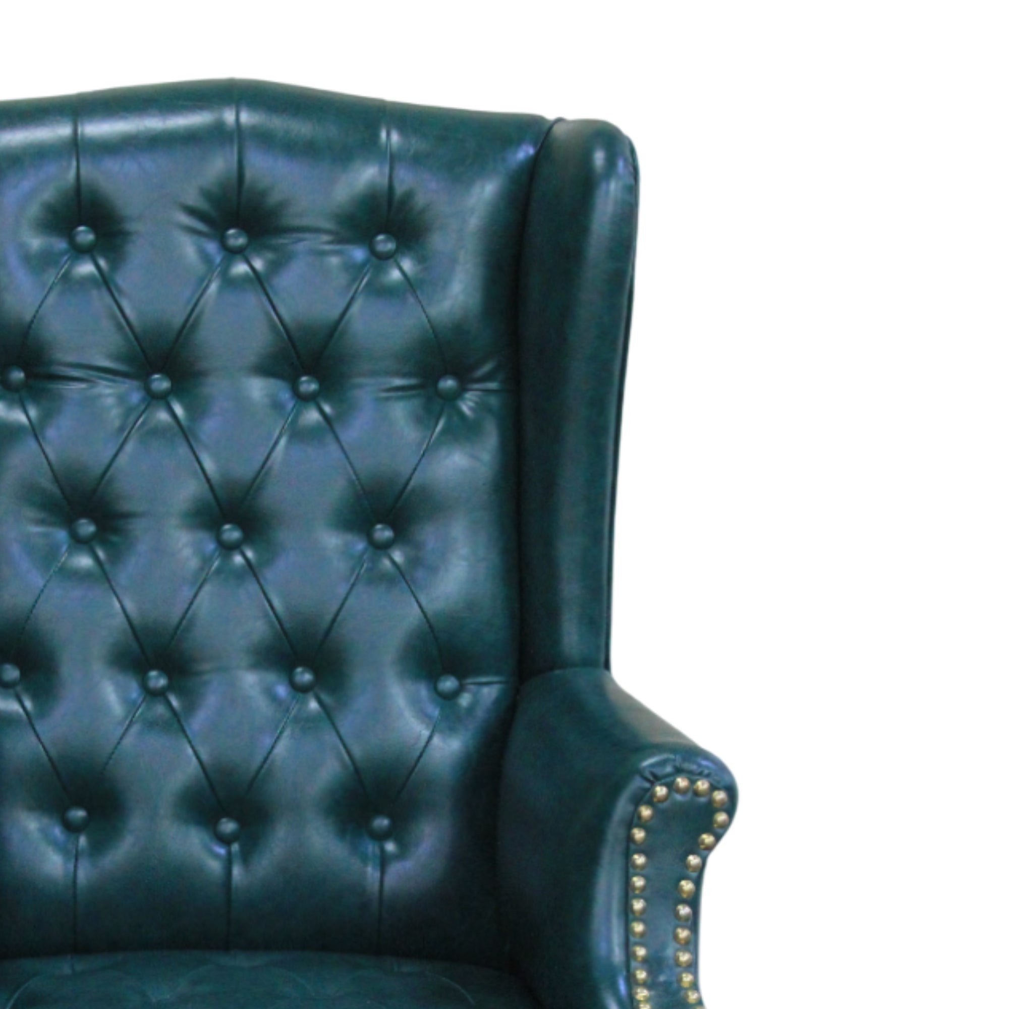 High Back Leatherette & Wooden Office Chair | Revolving & Height Adjustable | Director and CEO & Executive Chair | Armrest & Wheelbase | Green