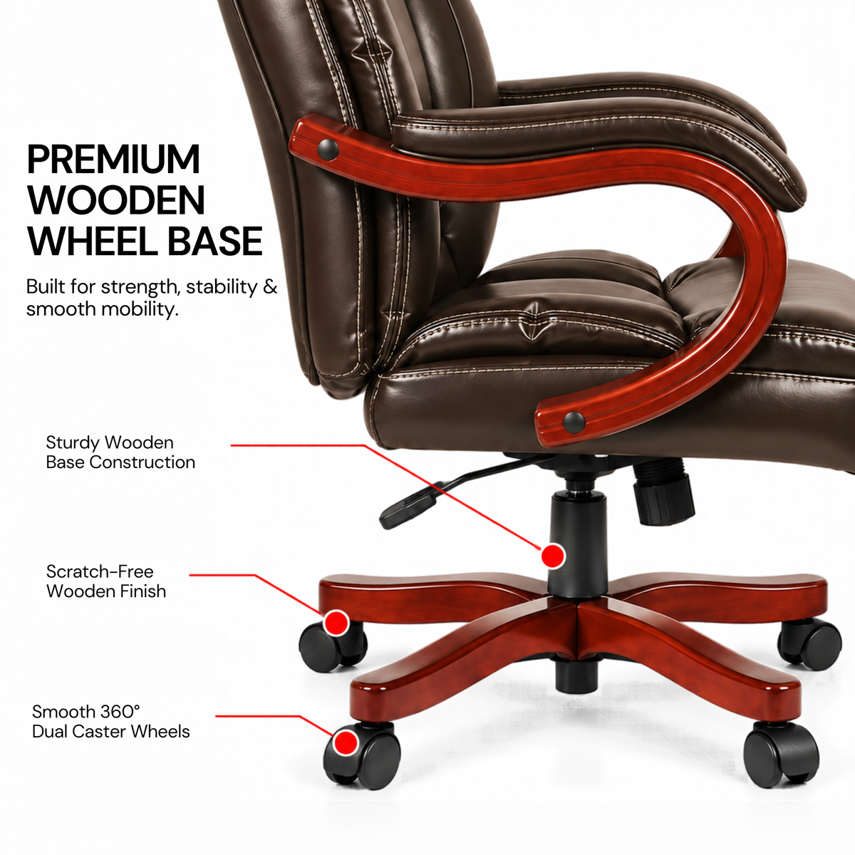 Director office Chair Made in Plyboard with Leatherette Upholstery & Armrest with Height Adjustable & Revolving Chair